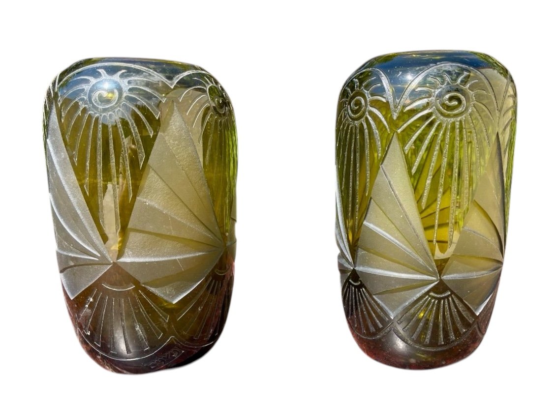Legras - Pair Of Art Deco Vases