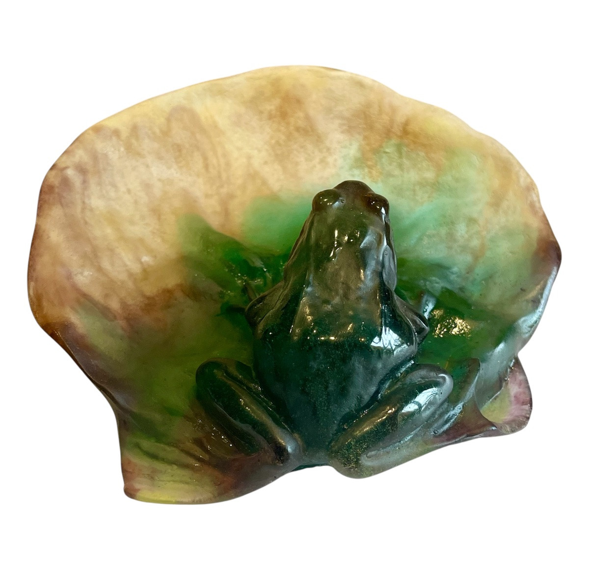 Daum France - Frog On A Water Lily Tray-photo-3