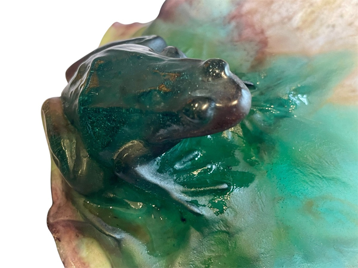 Daum France - Frog On A Water Lily Tray-photo-5