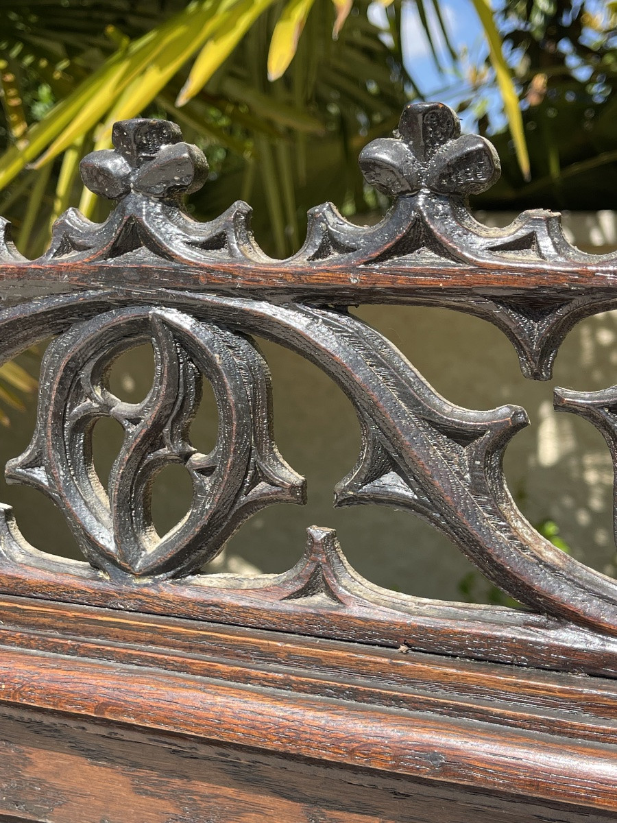 Banc Coffre Gothique En Chêne -photo-1
