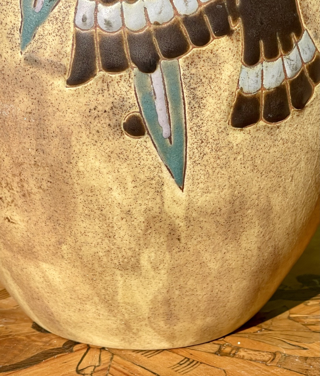 BOCH KERAMIS  - Vase en Grès aux Hirondelles-photo-3