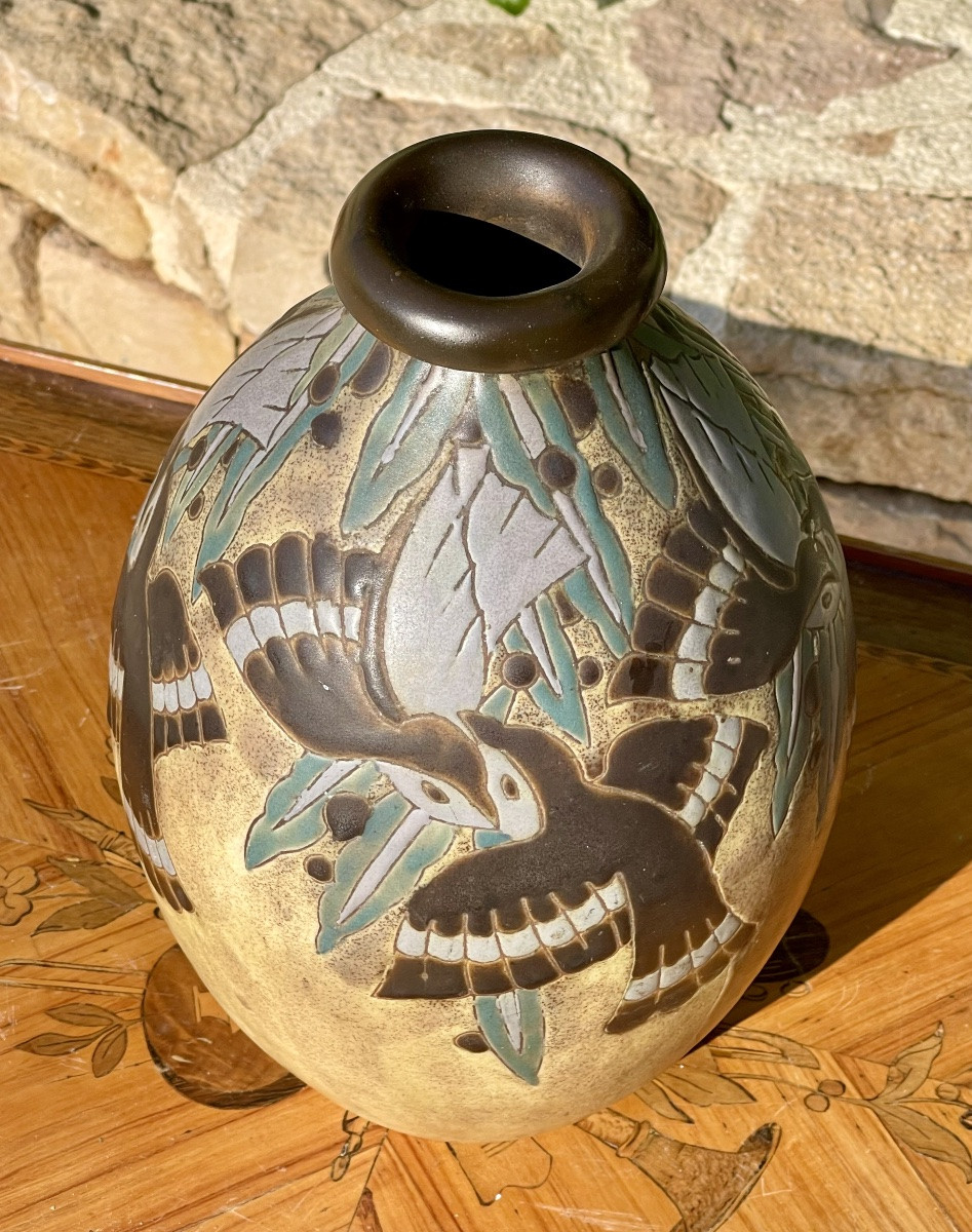 BOCH KERAMIS  - Vase en Grès aux Hirondelles-photo-2