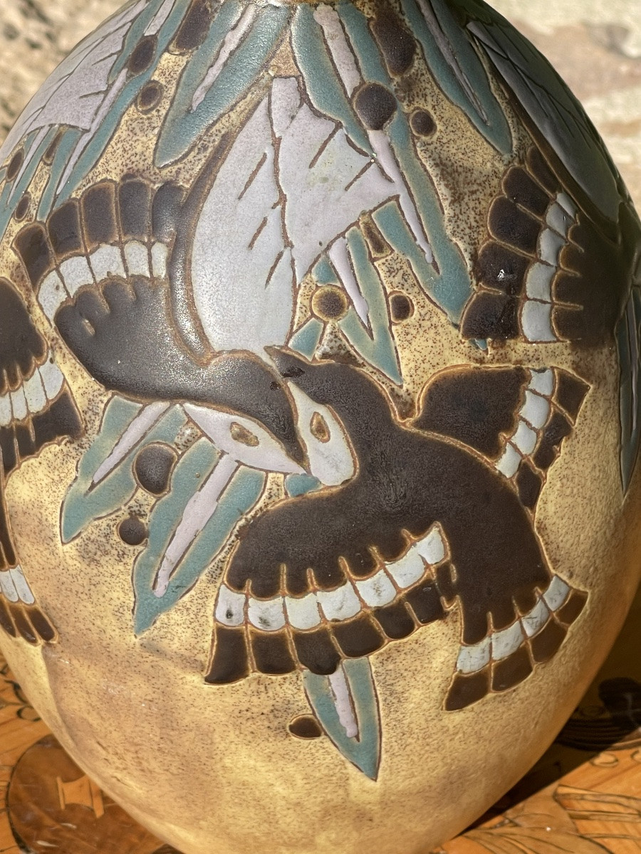 BOCH KERAMIS  - Vase en Grès aux Hirondelles-photo-4