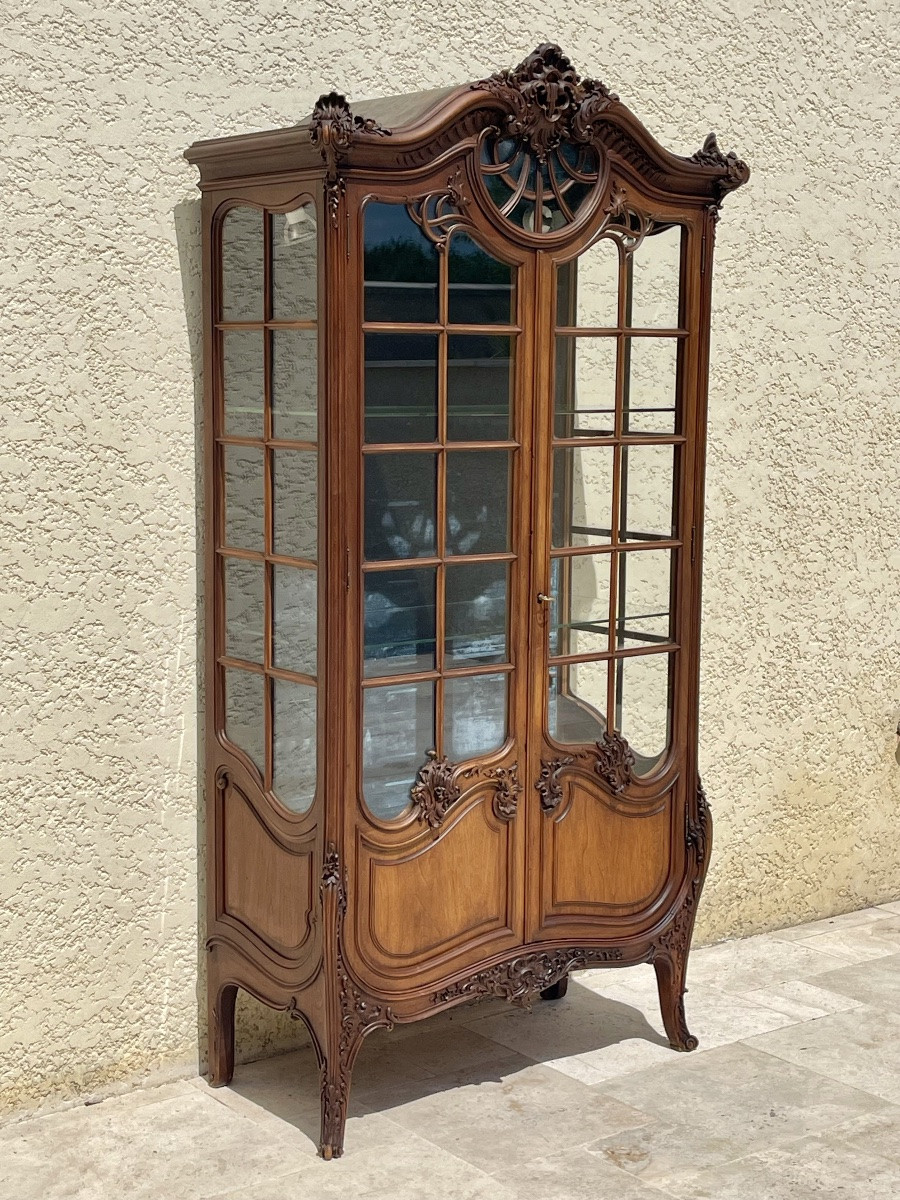 Vitrine en noyer de style Louis XV-photo-2