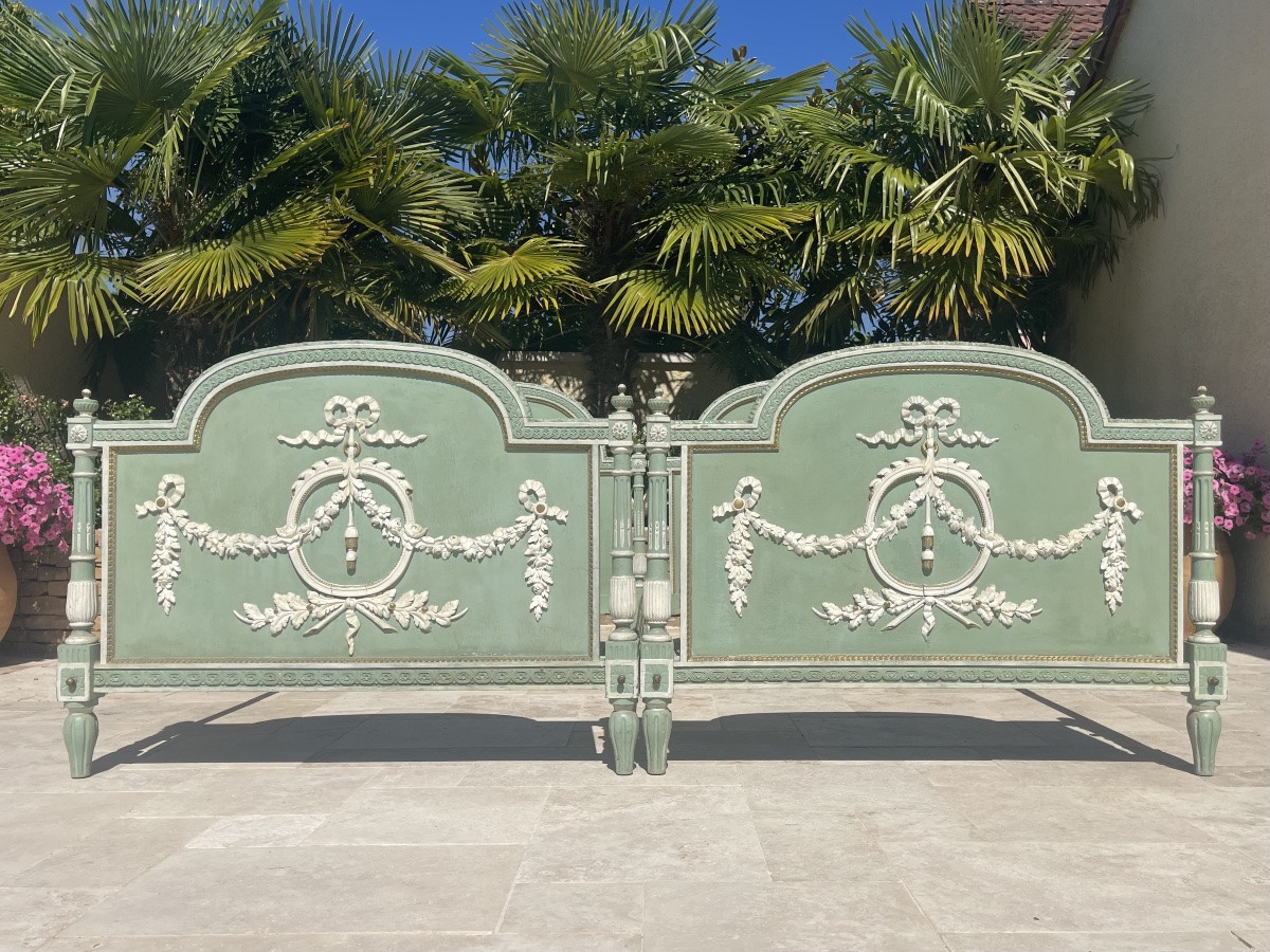Paire de Lits Peints Style Louis XVI-photo-4