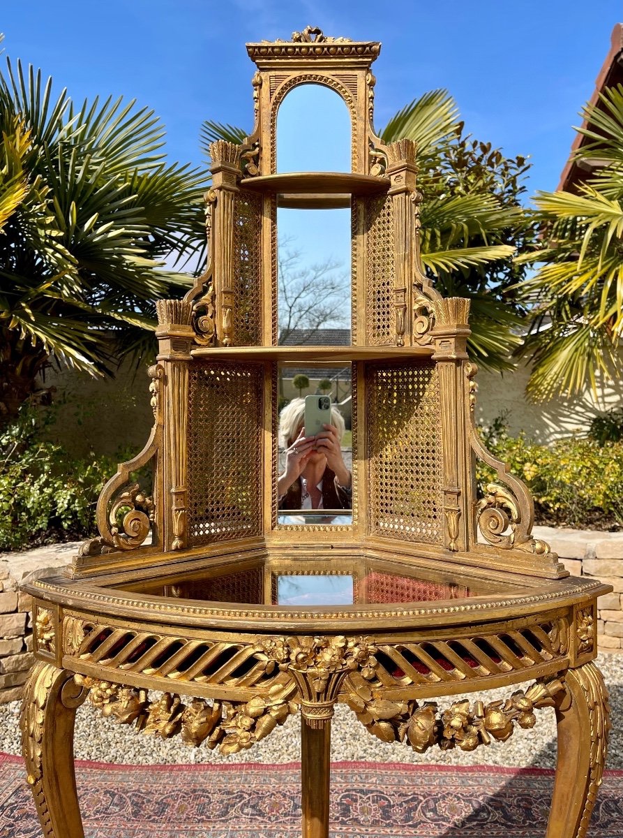 Paire d’encoignures en Bois Doré Style Louis XV -photo-2