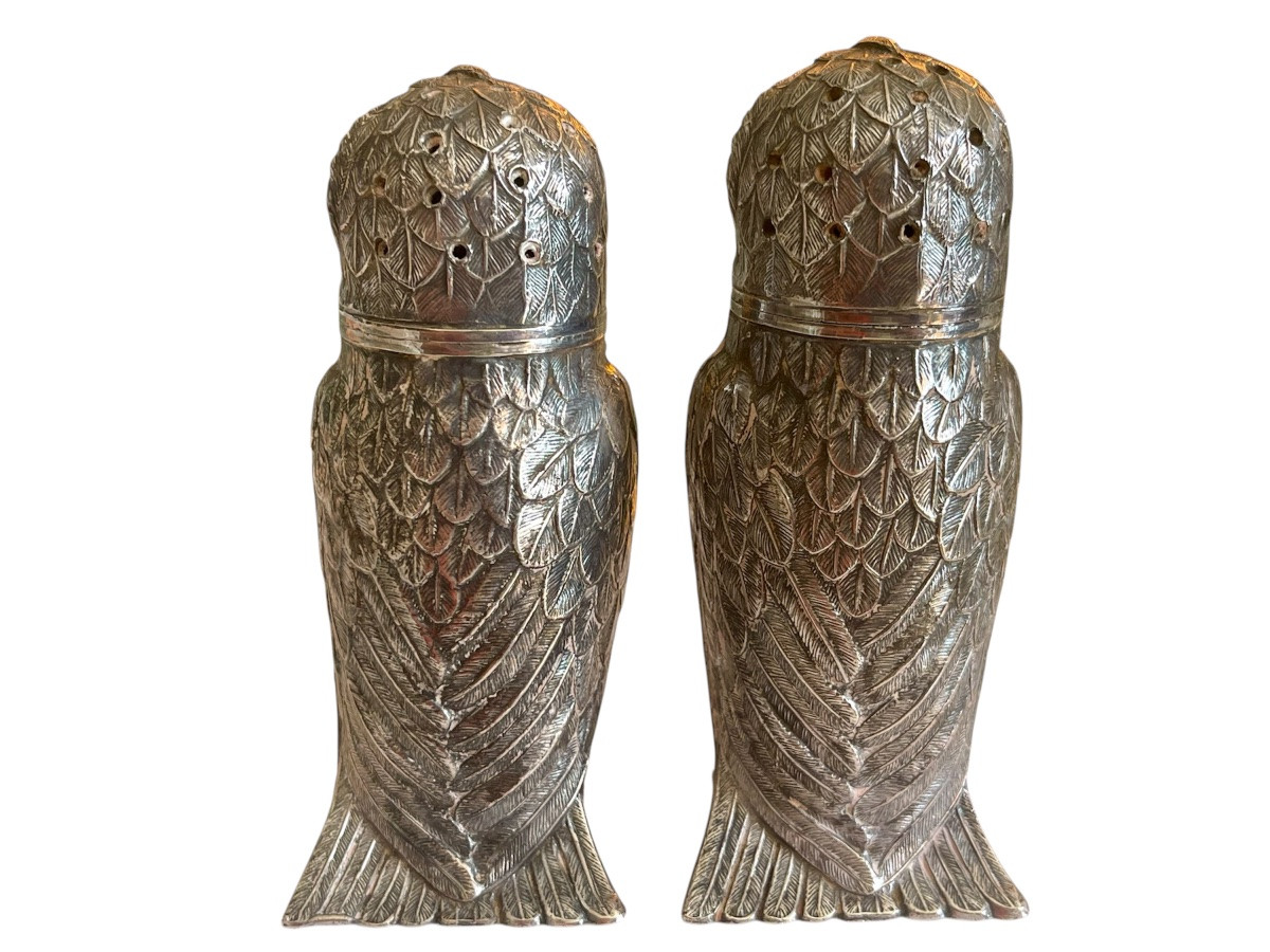 Armand FRÉNAIS - Paire de Salières en Métal Argenté -photo-3