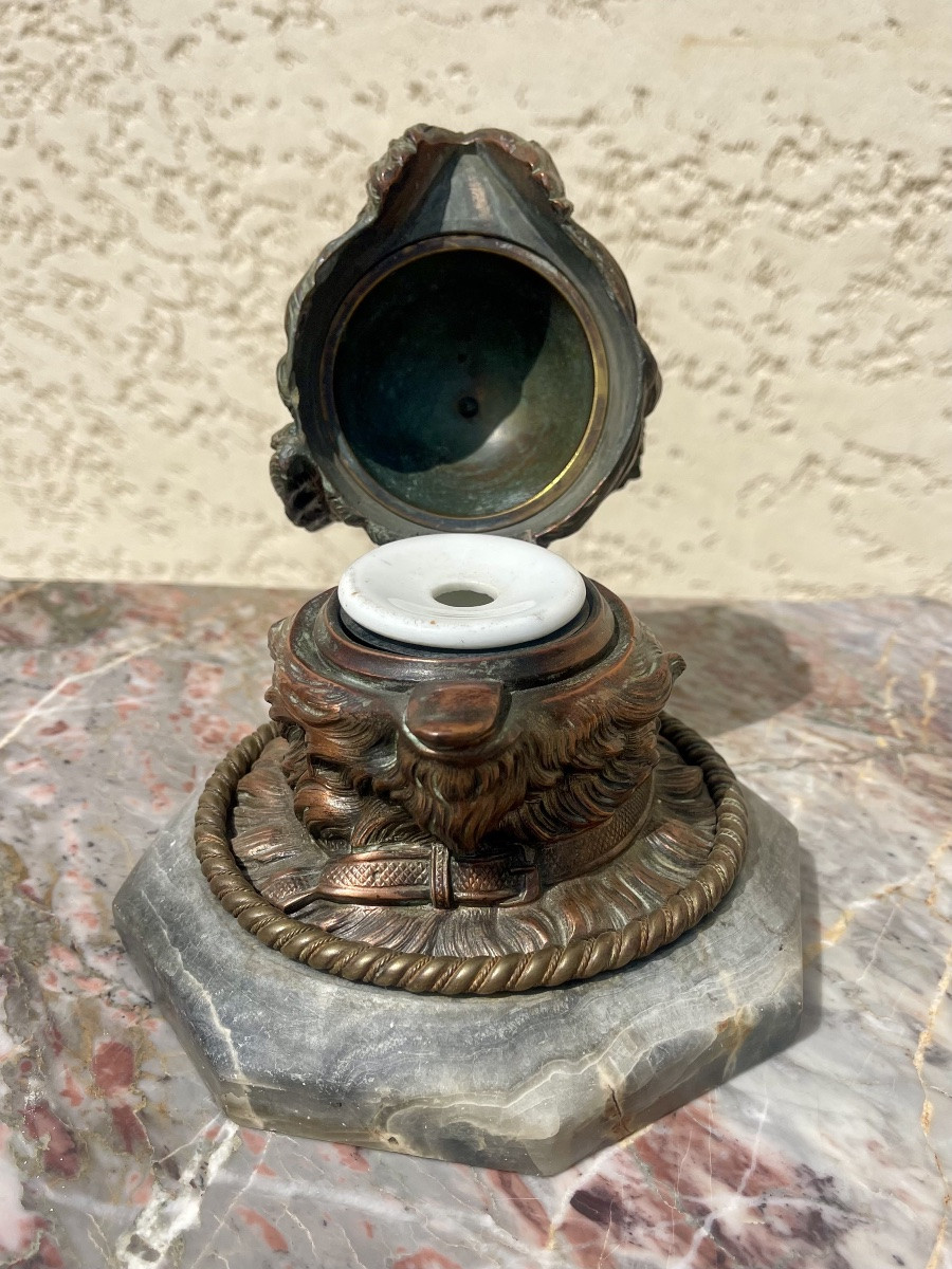 Encrier en Bronze, Tête de Yorkshire-photo-1