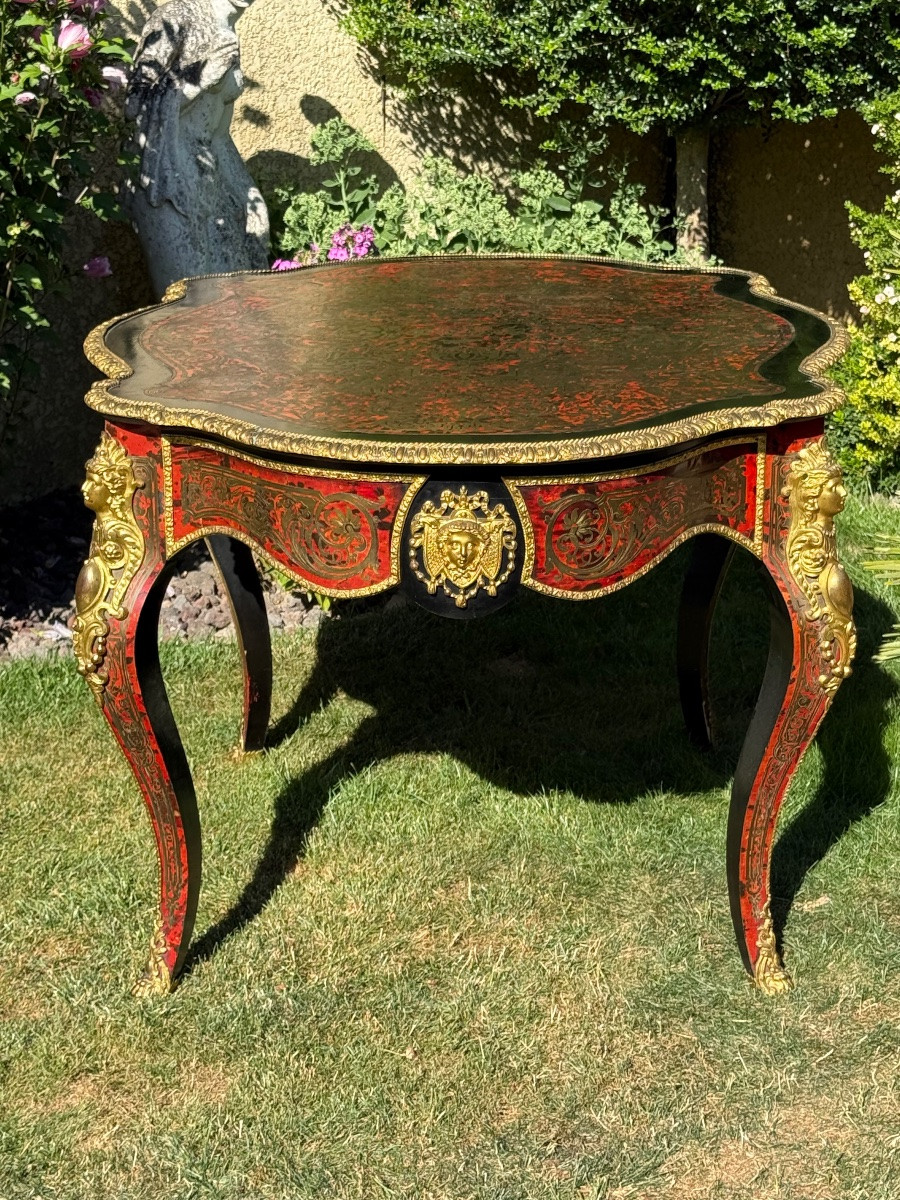 Table de salon en marqueterie Boulle Napoléon III -photo-2