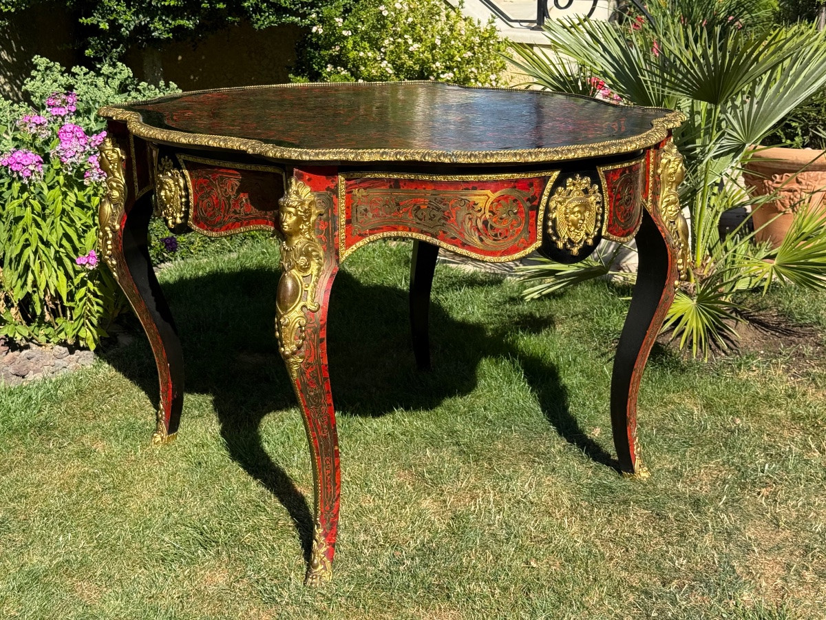 Table de salon en marqueterie Boulle Napoléon III -photo-3