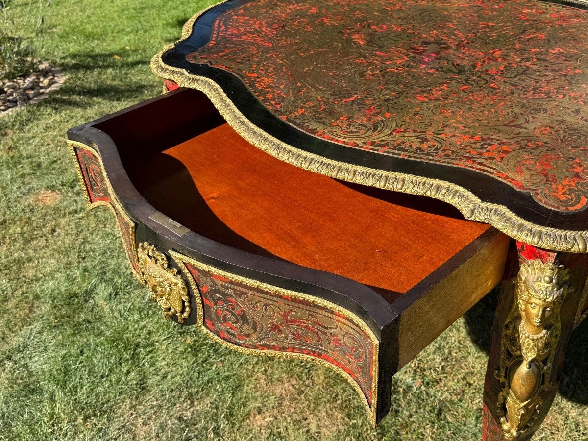 Table de salon en marqueterie Boulle Napoléon III -photo-8