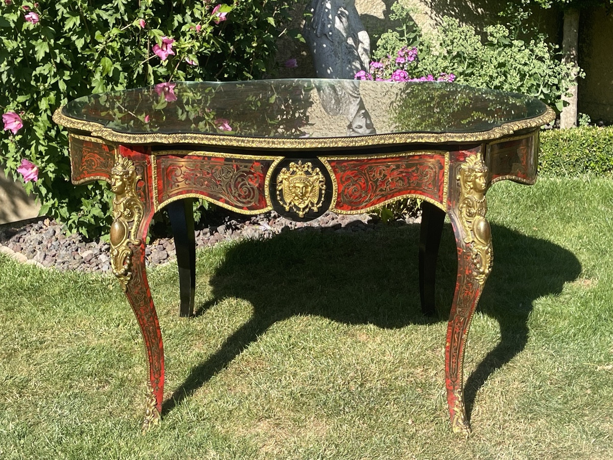 Table de salon en marqueterie Boulle Napoléon III 