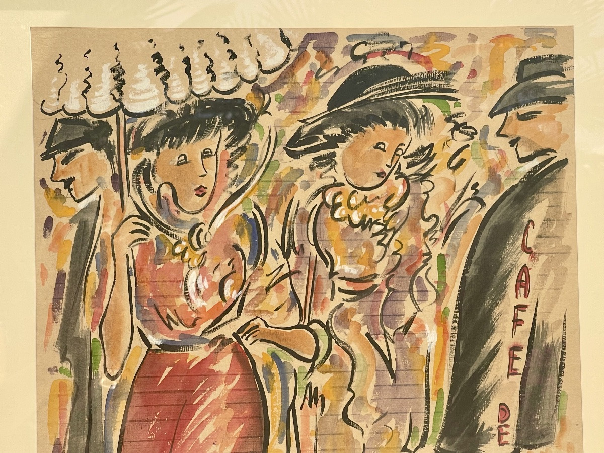 André Meurice - Gouache Watercolor, Café De Paris-photo-3