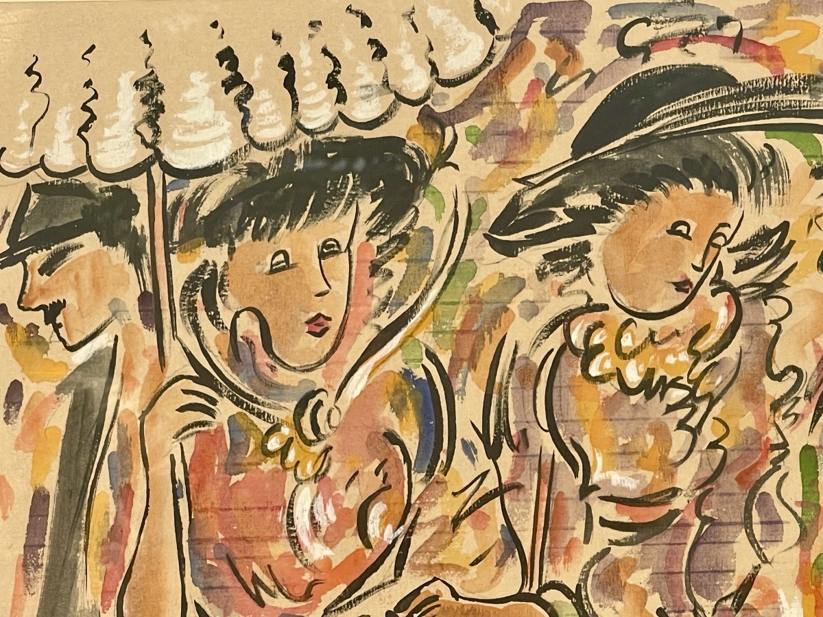 André Meurice - Gouache Watercolor, Café De Paris-photo-4