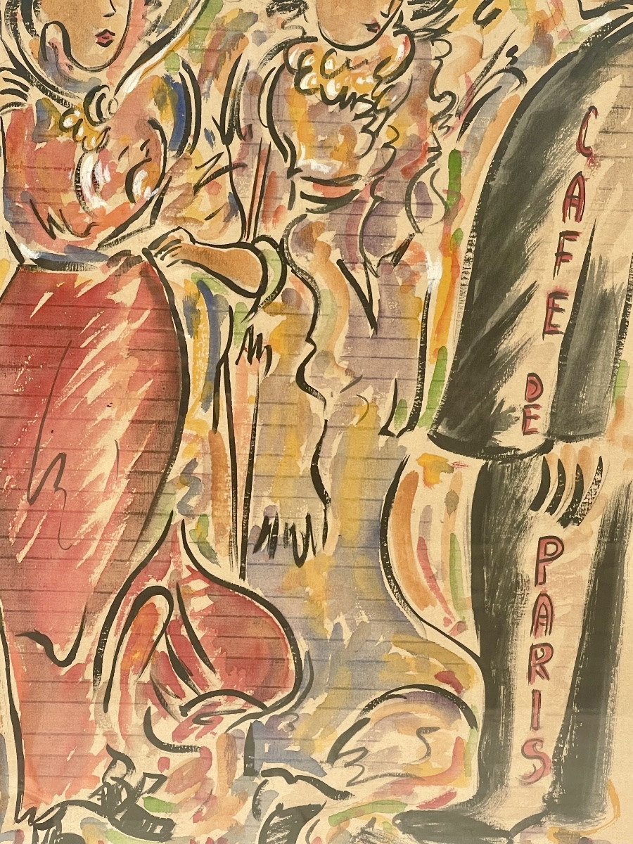 André Meurice - Gouache Watercolor, Café De Paris-photo-2