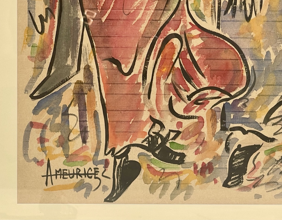 André Meurice - Gouache Watercolor, Café De Paris-photo-3