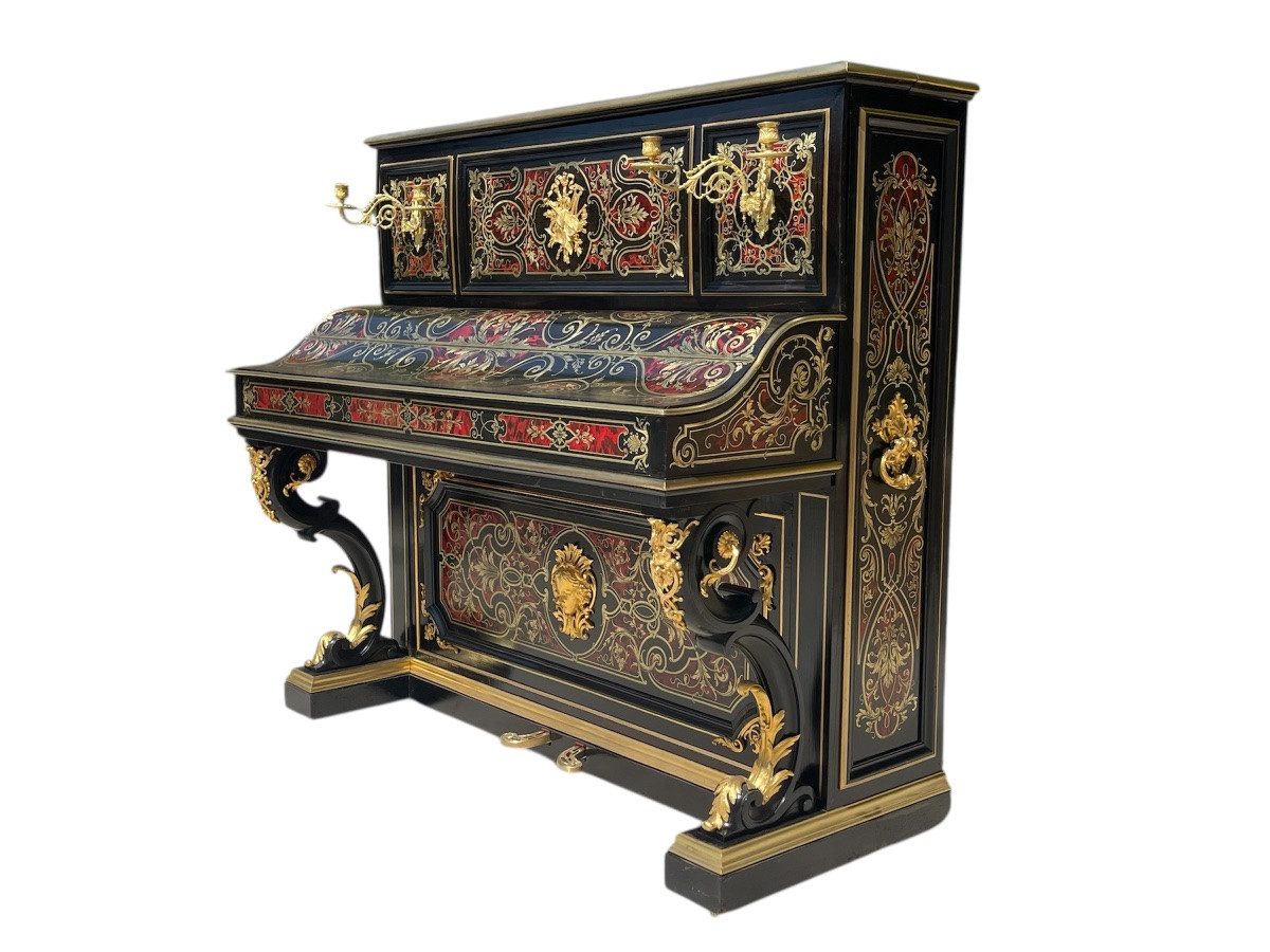 C. Heitz Lyon - Napoleon III Piano In Boulle Marquetry-photo-3