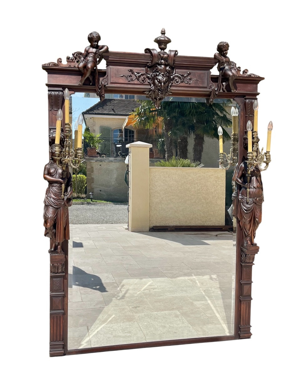 Fourdinois - Renaissance Style Castle Mirror -photo-3
