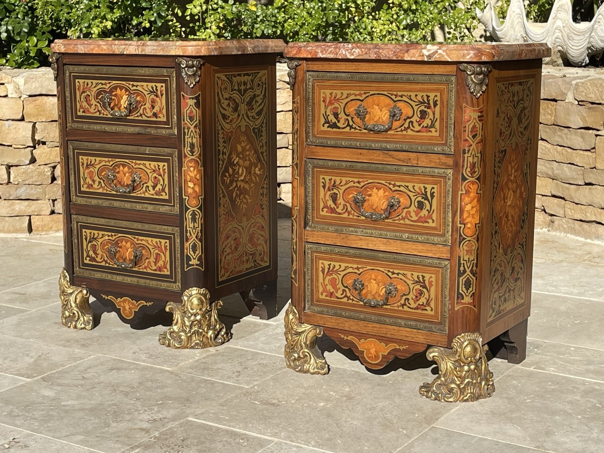 Paire de chevets Marqueterie Boulle Napoléon III-photo-2