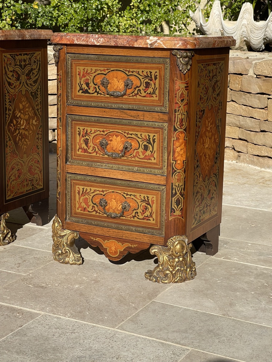 Paire de chevets Marqueterie Boulle Napoléon III-photo-3