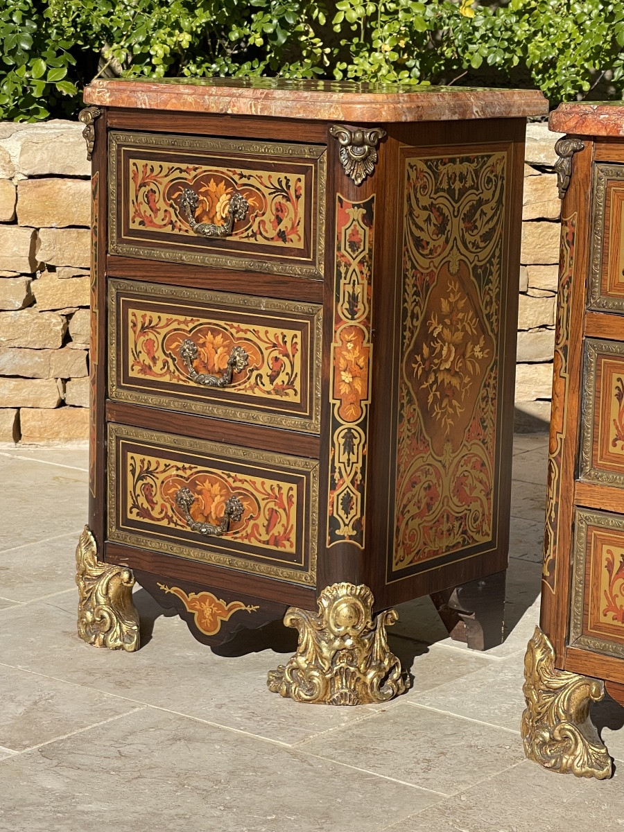 Paire de chevets Marqueterie Boulle Napoléon III-photo-4