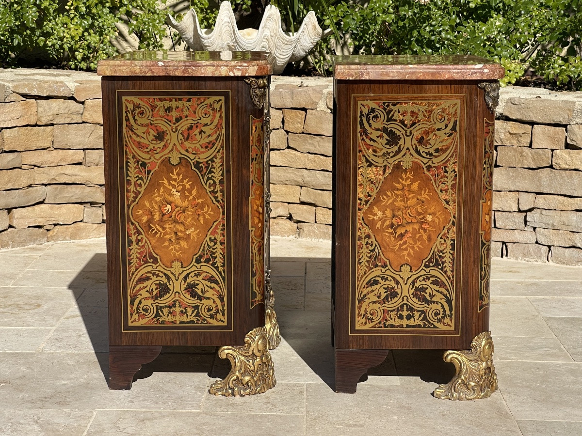 Paire de chevets Marqueterie Boulle Napoléon III-photo-3