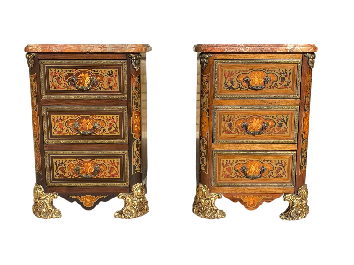 Paire de chevets Marqueterie Boulle Napoléon III