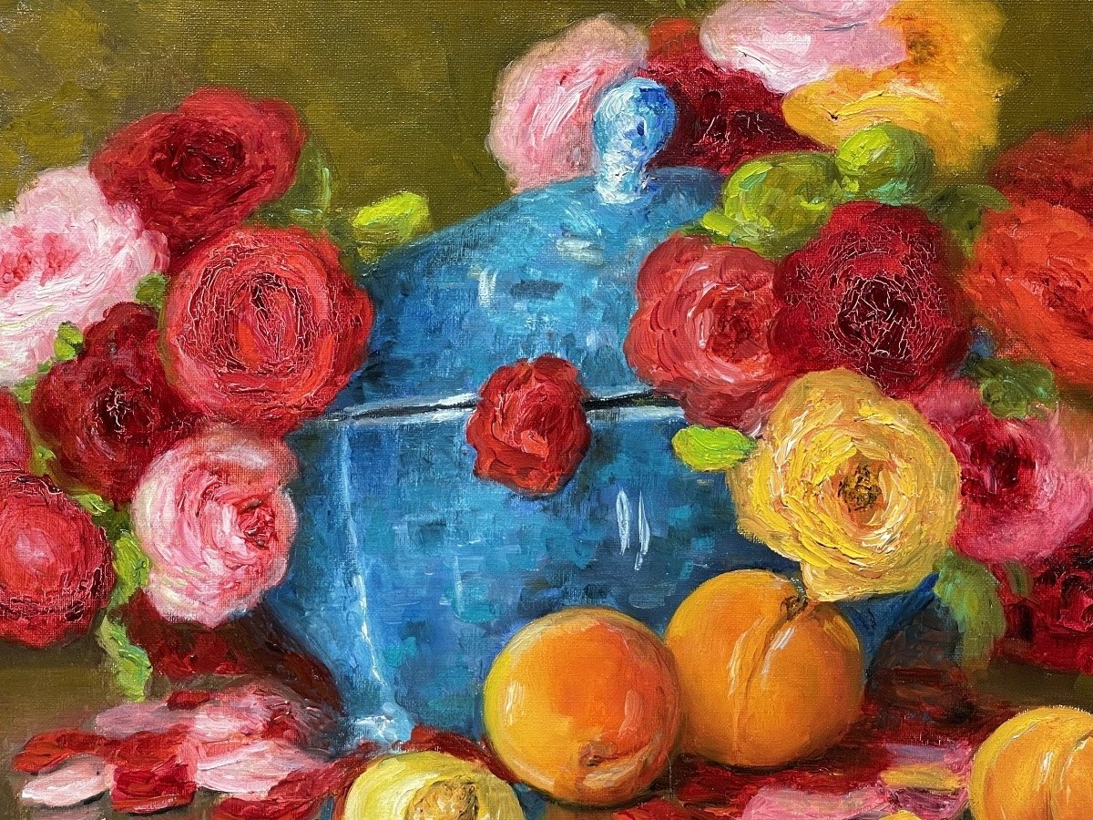 Marie-madeleine De Rasky - Flowers, Fruits And Blue Soup Tureen-photo-4