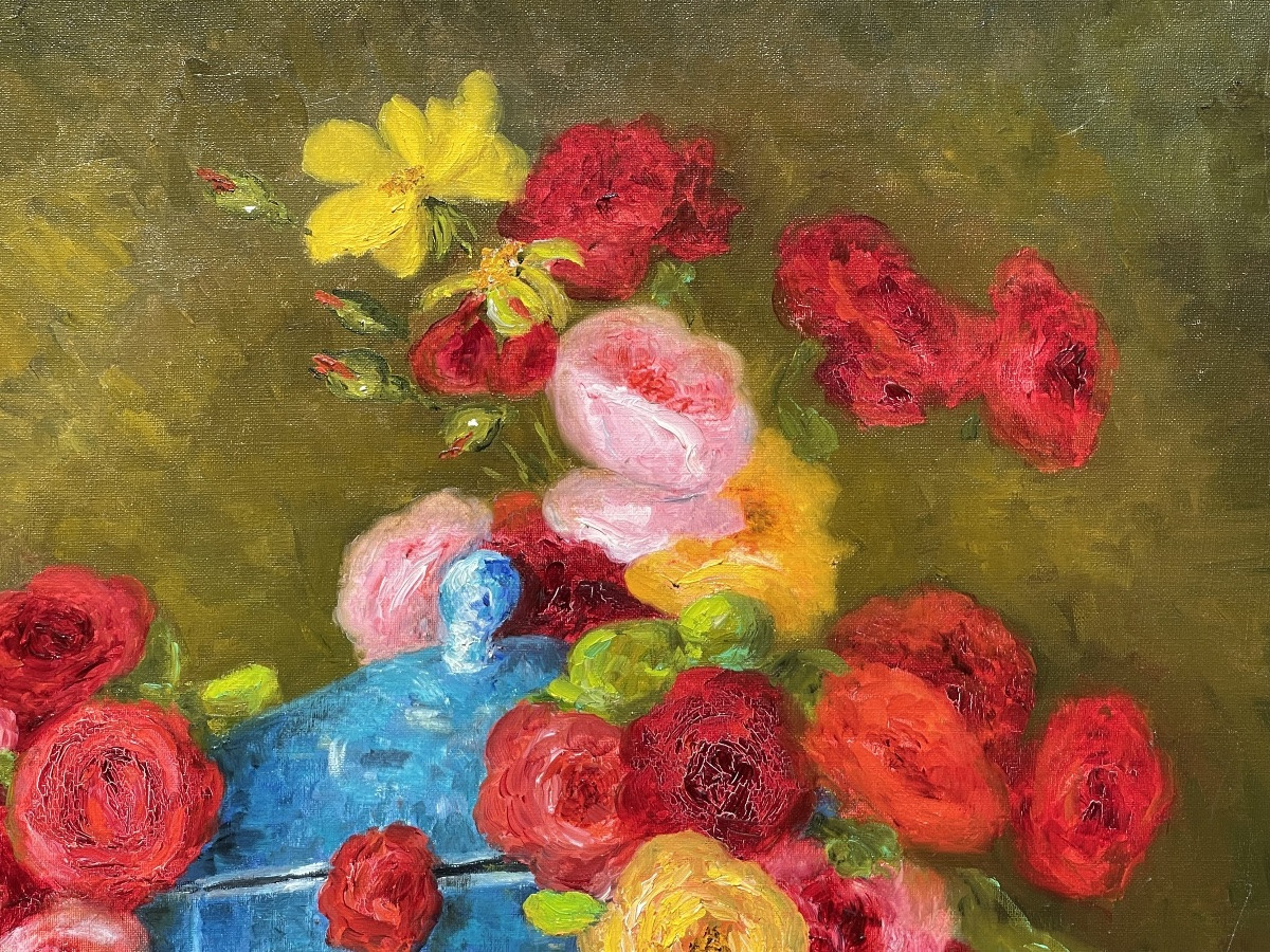 Marie-madeleine De Rasky - Flowers, Fruits And Blue Soup Tureen-photo-1