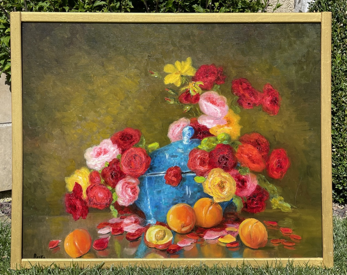 Marie-madeleine De Rasky - Flowers, Fruits And Blue Soup Tureen