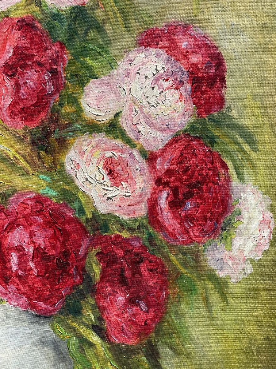 Marie-madeleine De Rasky - Peonies In A White Chinese Vase-photo-4