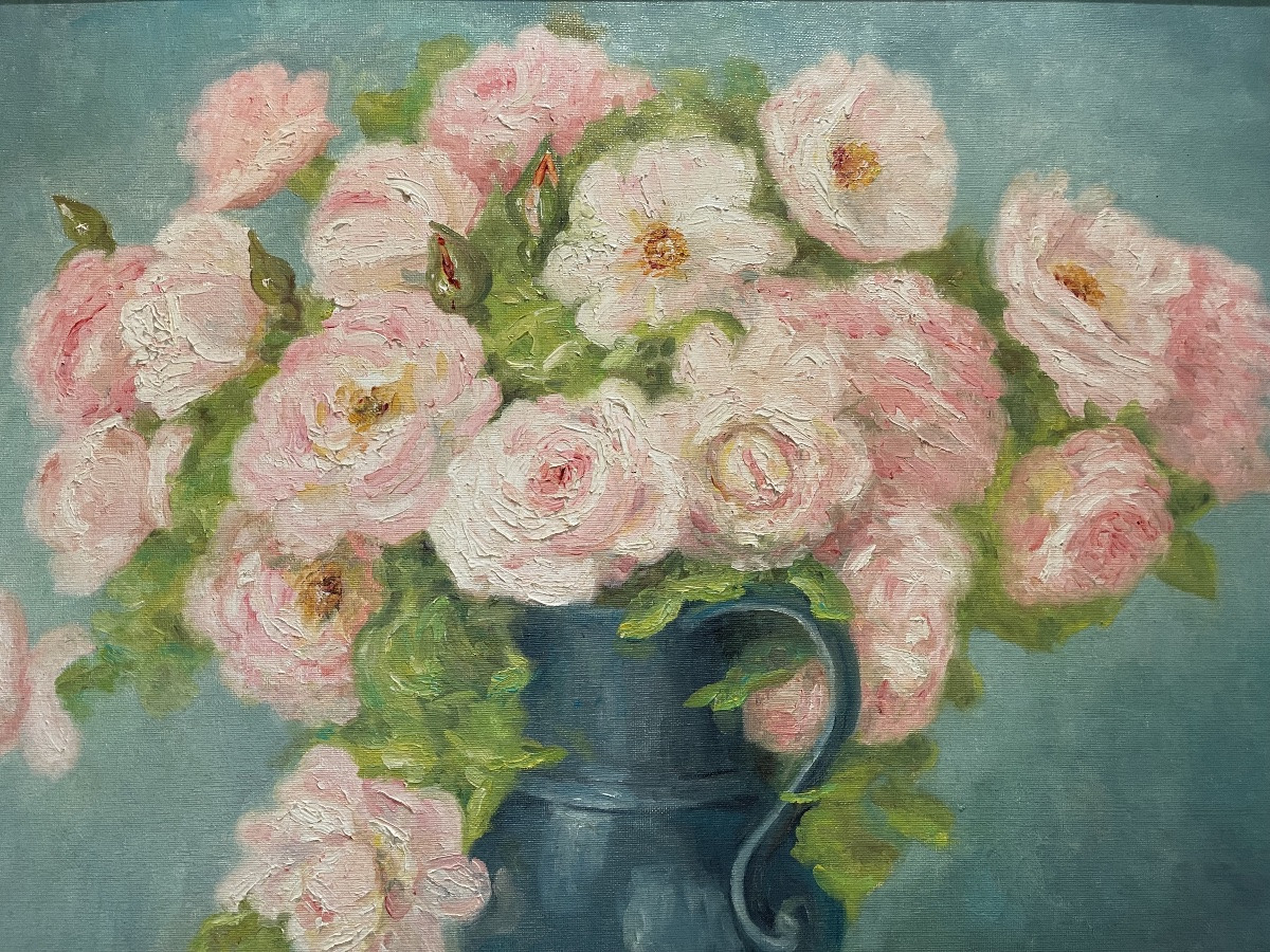 Marie-Madeleine De RASKY - Roses du Jardin de Laurette dans un Pot en Étain-photo-4