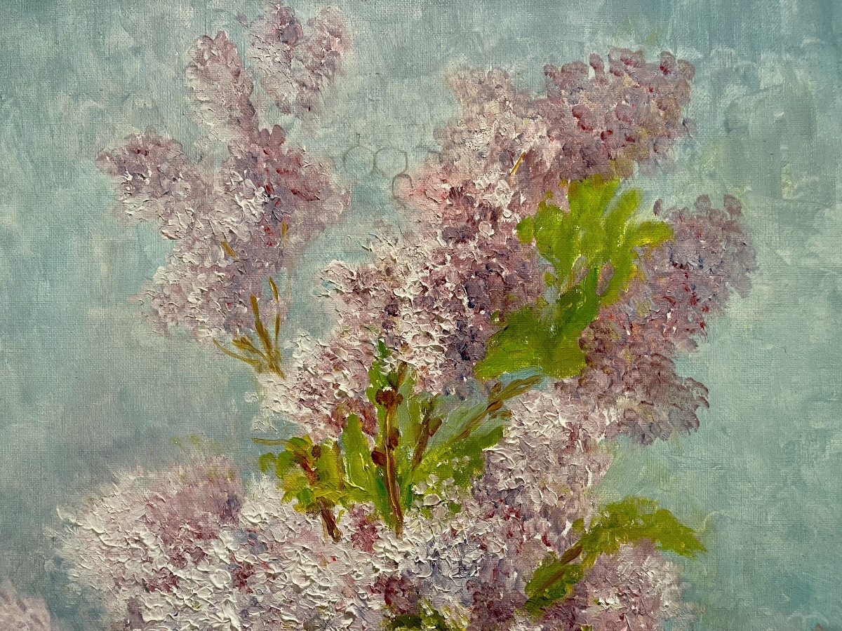 Marie-madeleine De Rasky - Bouquet Of Lilacs In A Porcelain Vase-photo-2