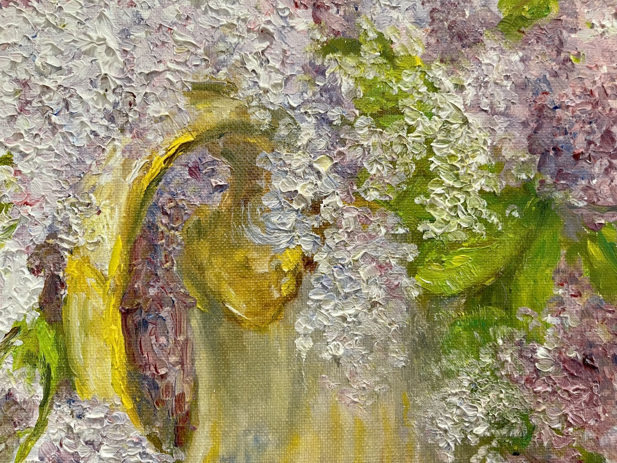 Marie-madeleine De Rasky - Bouquet Of Lilacs In A Porcelain Vase-photo-3