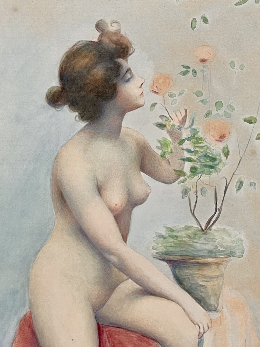 J. Salmony - Young Naked Woman And Rose Bush -photo-4