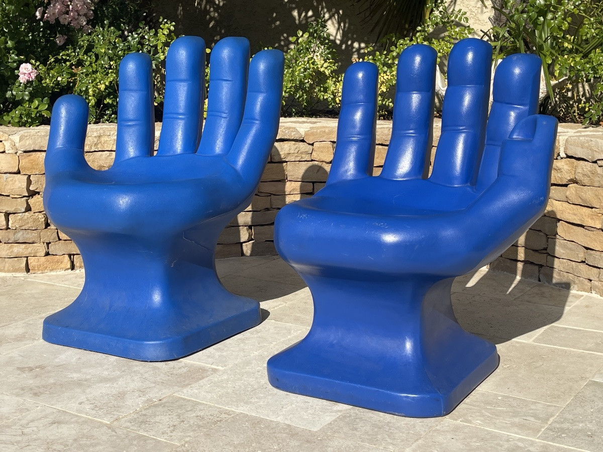 Paire de Chaises Mains Bleues RMIC -photo-3