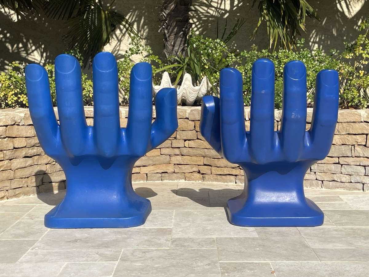 Paire de Chaises Mains Bleues RMIC -photo-3