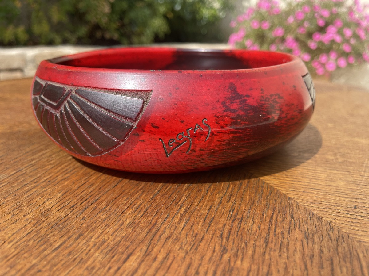 LEGRAS - Coupe en Verre rouge Art Déco-photo-1