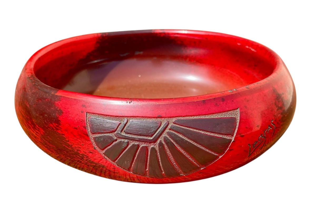 LEGRAS - Coupe en Verre rouge Art Déco