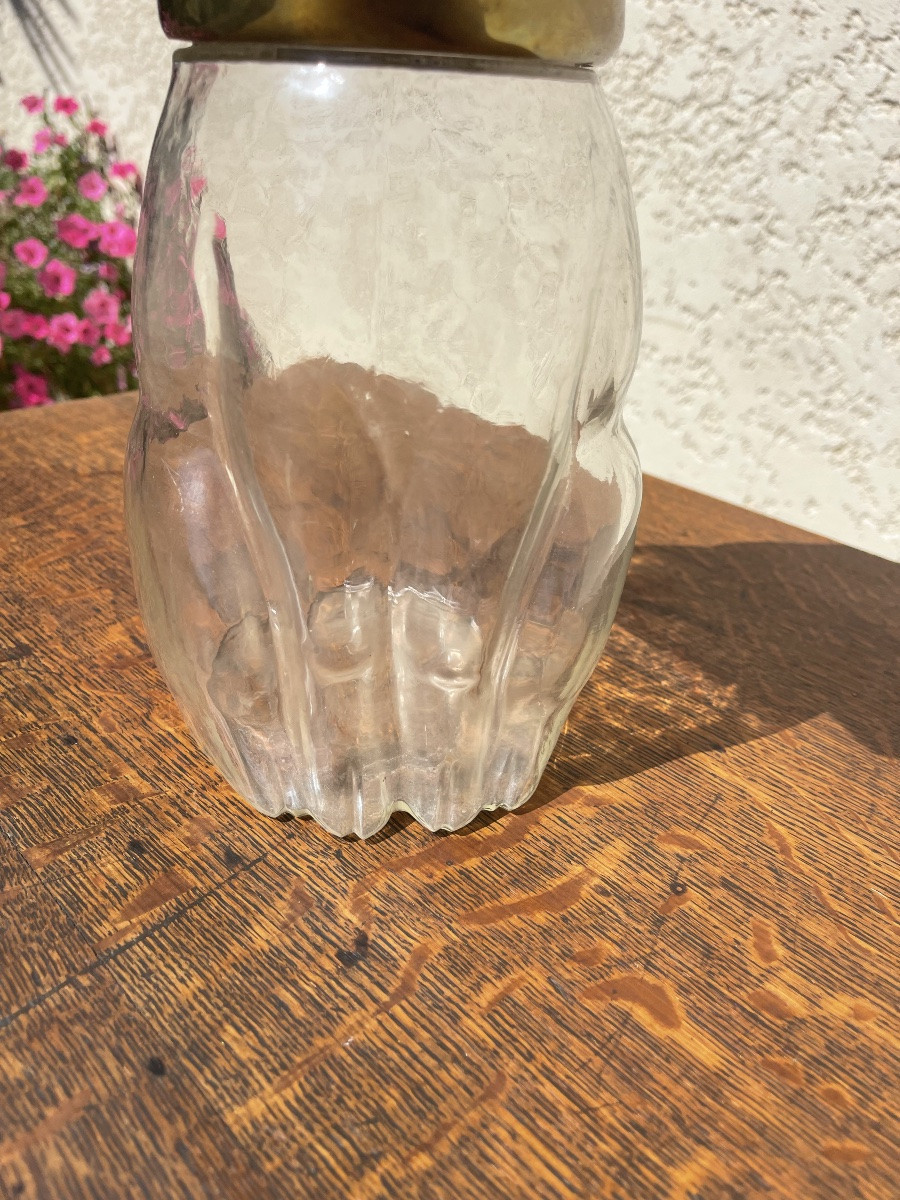Rare Bonbonnière en Verre et Bronze -photo-1