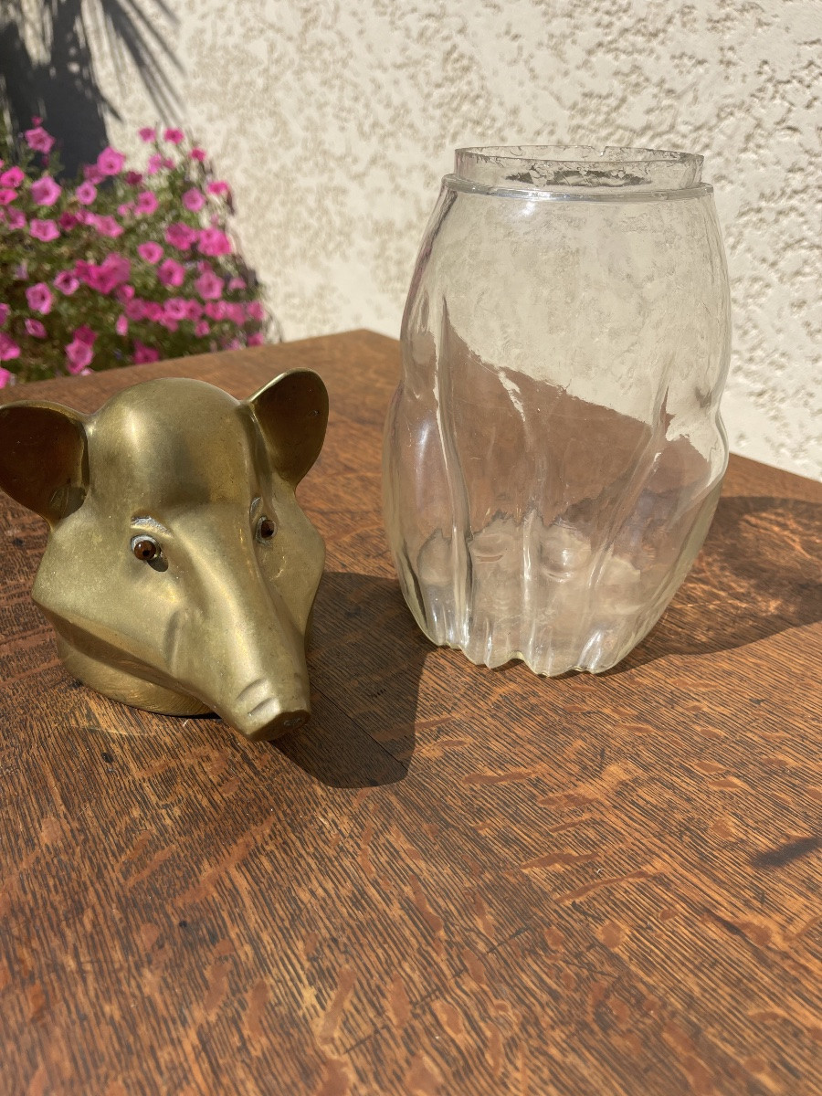 Rare Bonbonnière en Verre et Bronze -photo-2