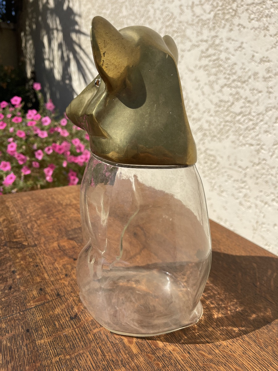 Rare Bonbonnière en Verre et Bronze -photo-5