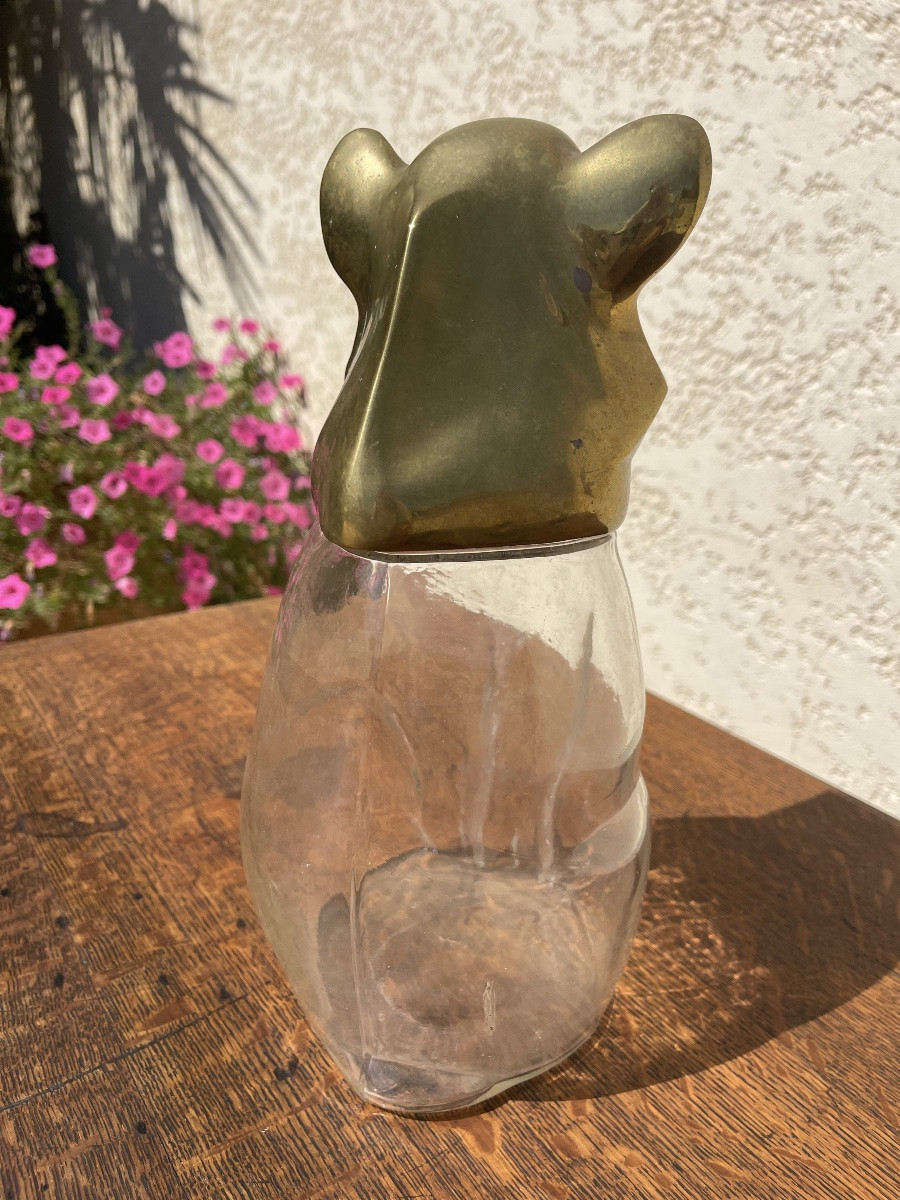 Rare Bonbonnière en Verre et Bronze -photo-6