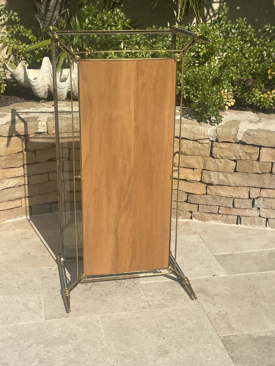 Maison JANSEN - Table Basse en Laiton & Cuir-photo-7