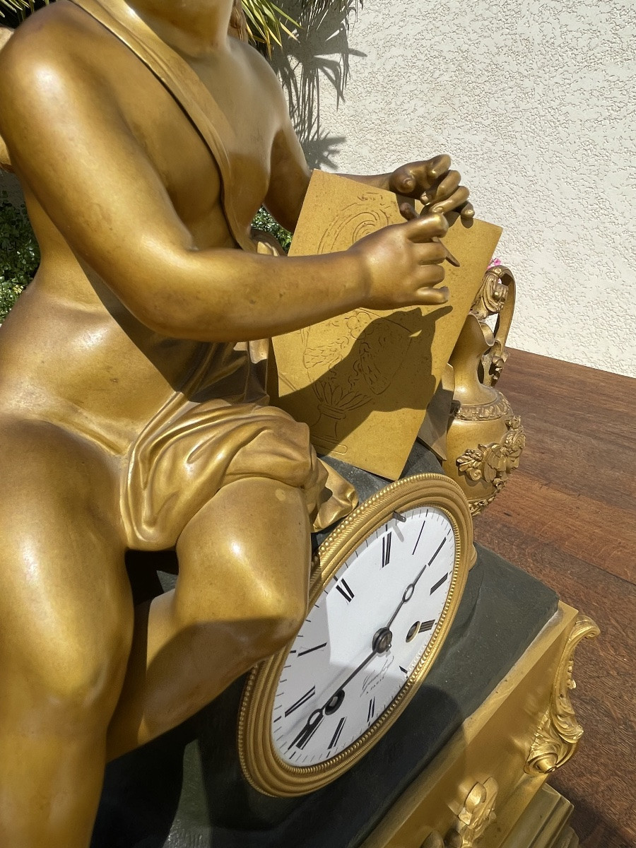 Gambey à Paris & Médaille D’or Pons 1827 - Gilded Bronze Clock -photo-5