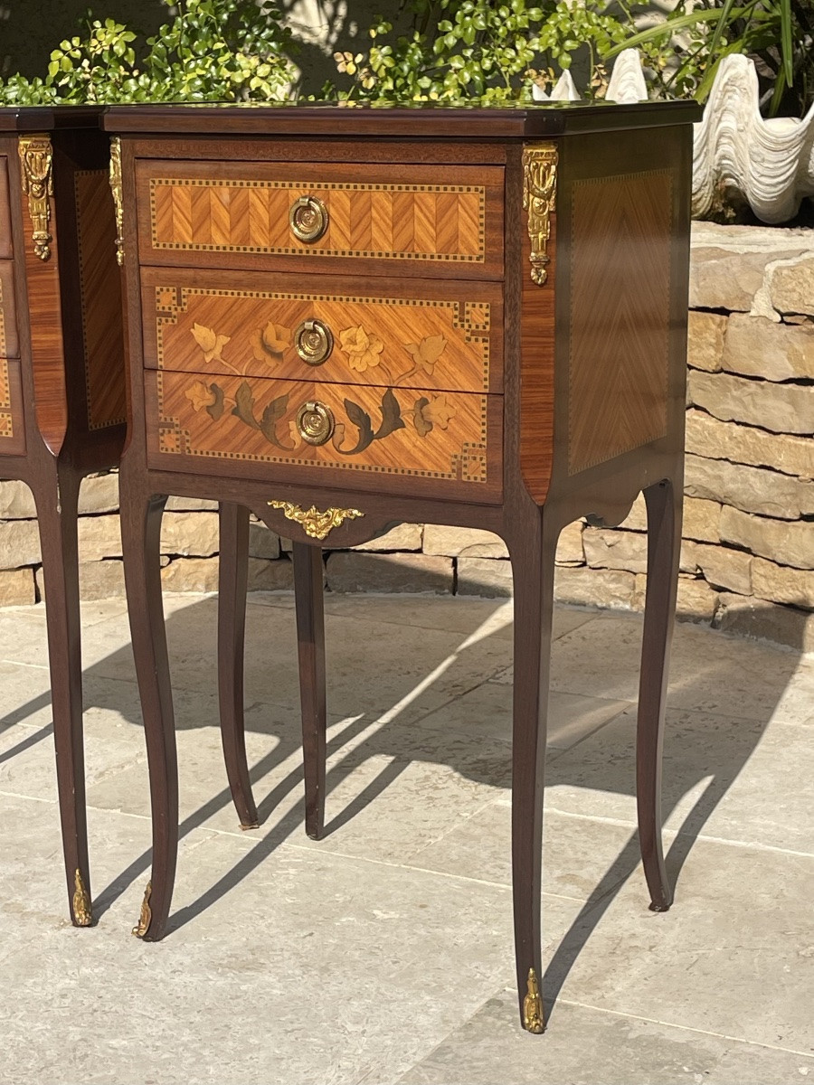P. MARQUANT - Paire de Chevets en Marqueterie -photo-4