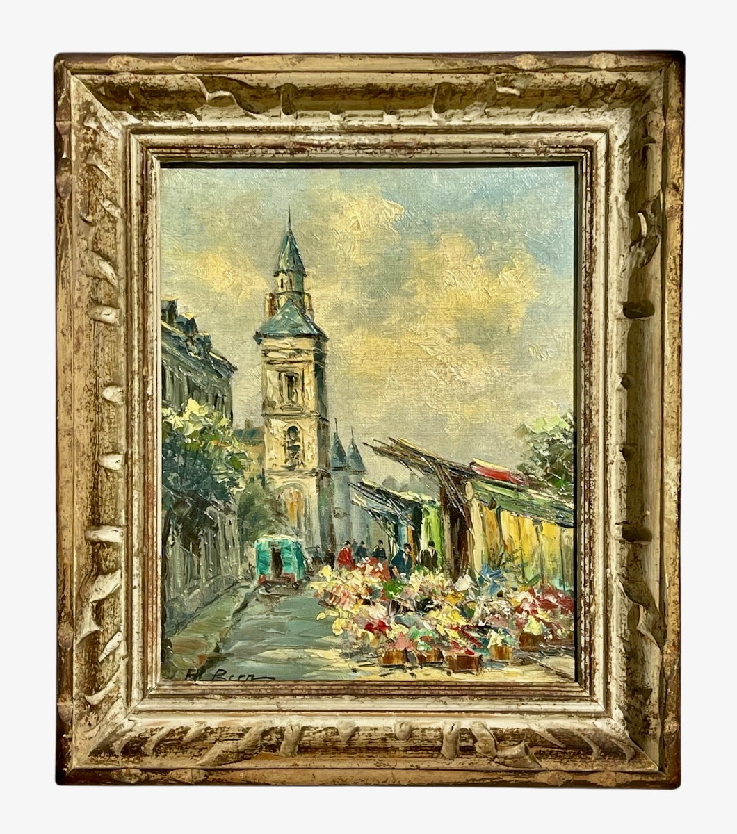 Albert Berne - Flower Market At The Foot Of The Conciergerie In Paris
