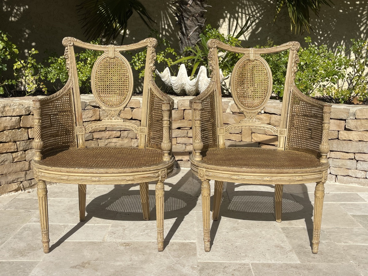 Paire de fauteuils style Louis XVI -photo-3