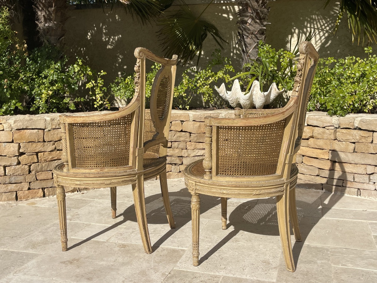 Paire de fauteuils style Louis XVI -photo-5