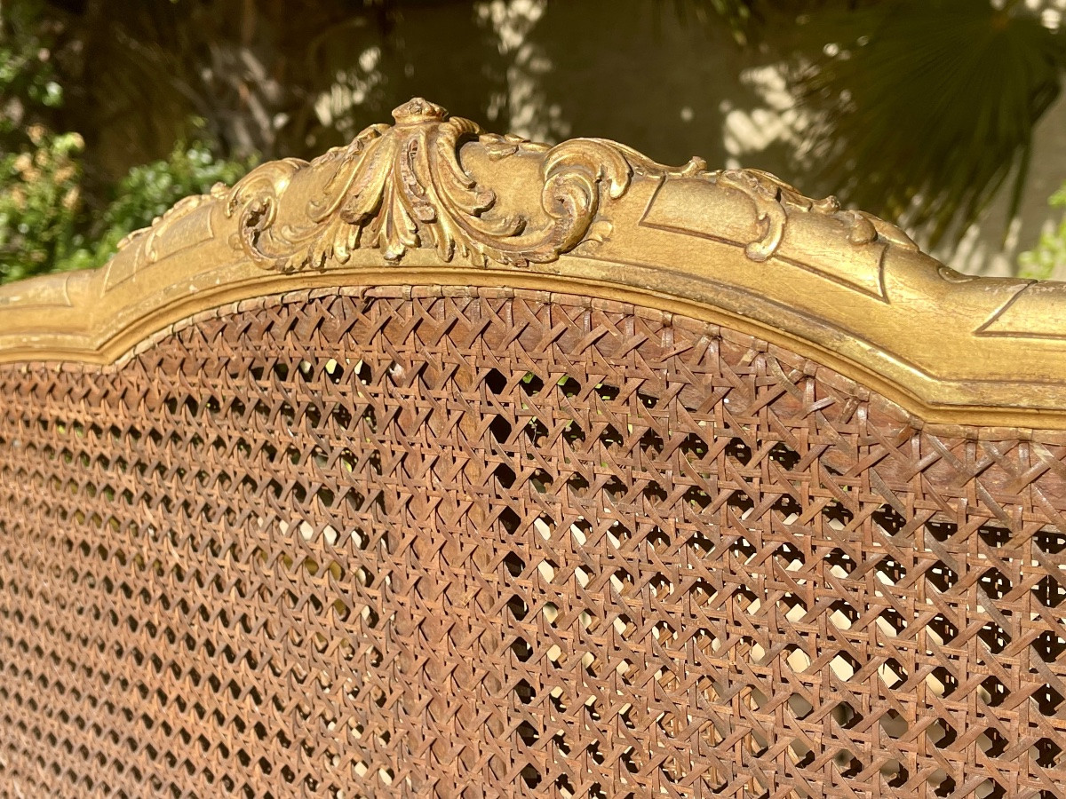 Banquette en Bois Doré Style Louis XV -photo-2